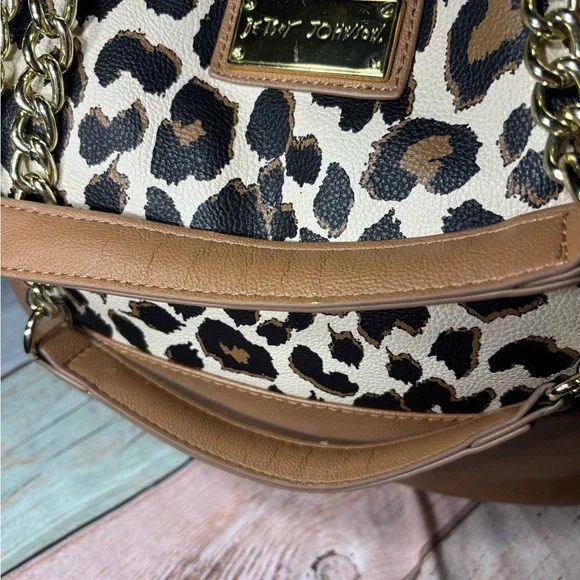 Betsey Johnson Tan Leopard Print Tote Bag - Picture 3 of 16